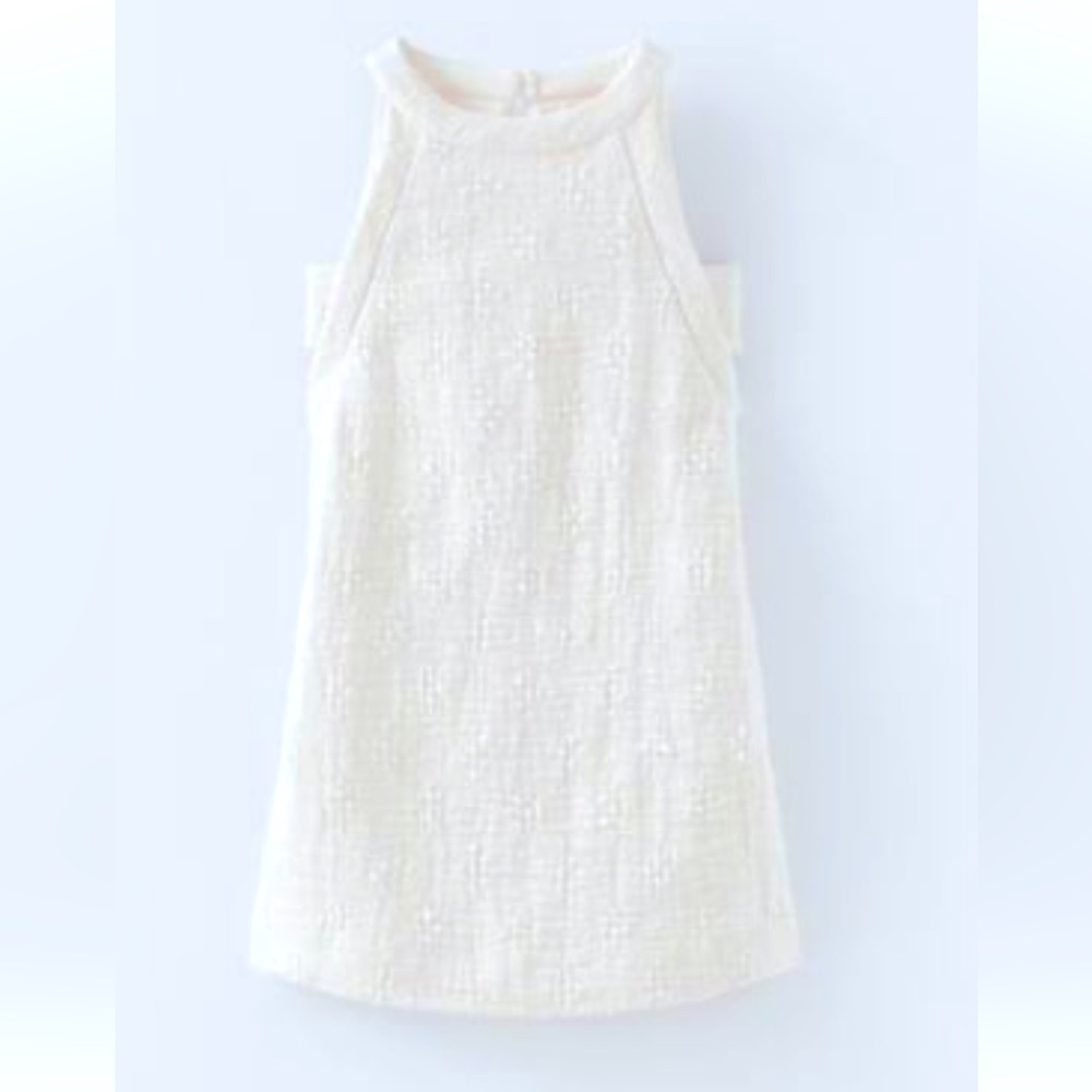 Girl Zara Beige Dress summer Textured Crew Neck Sleeveless Cut-Out Sundress